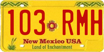 NM license plate 103RMH