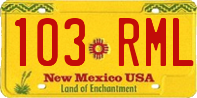 NM license plate 103RML