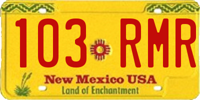 NM license plate 103RMR