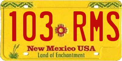NM license plate 103RMS