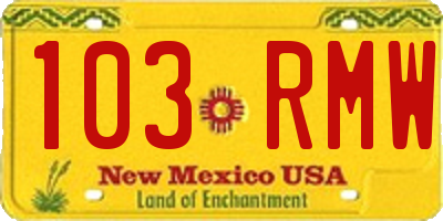 NM license plate 103RMW