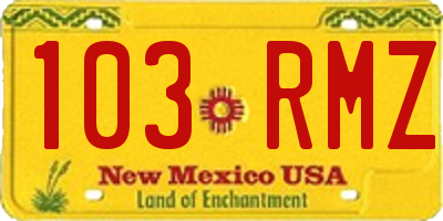 NM license plate 103RMZ