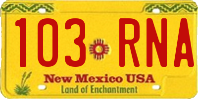 NM license plate 103RNA