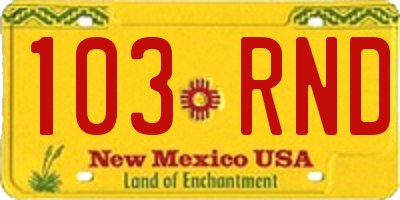 NM license plate 103RND