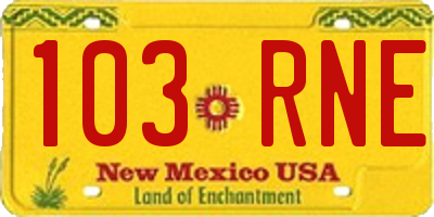 NM license plate 103RNE