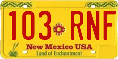 NM license plate 103RNF