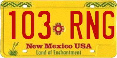 NM license plate 103RNG