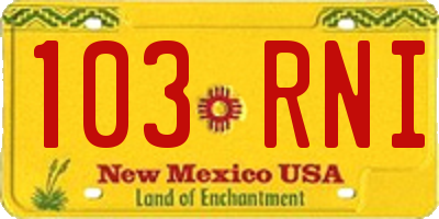 NM license plate 103RNI