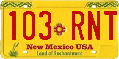 NM license plate 103RNT