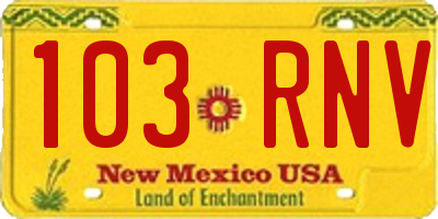 NM license plate 103RNV