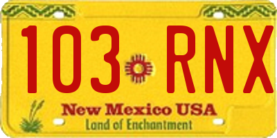 NM license plate 103RNX