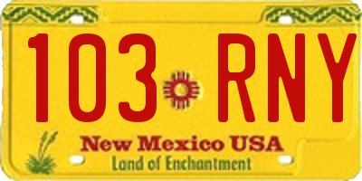 NM license plate 103RNY