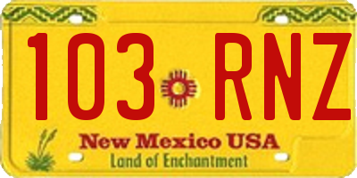 NM license plate 103RNZ