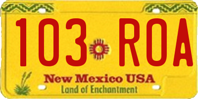 NM license plate 103ROA