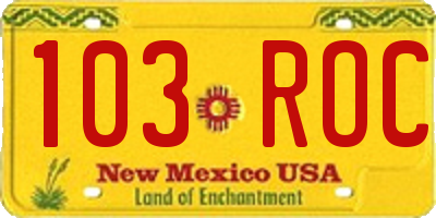 NM license plate 103ROC