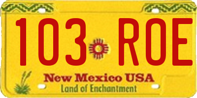 NM license plate 103ROE