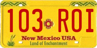 NM license plate 103ROI