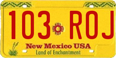 NM license plate 103ROJ