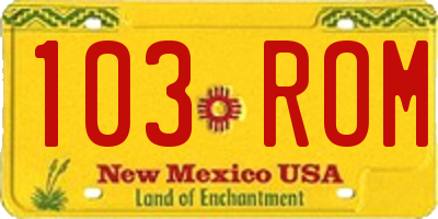 NM license plate 103ROM