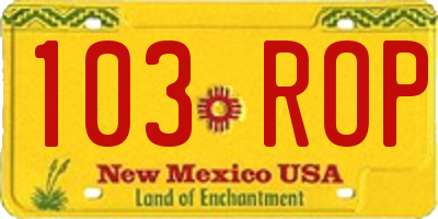 NM license plate 103ROP