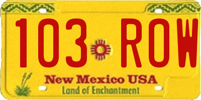 NM license plate 103ROW