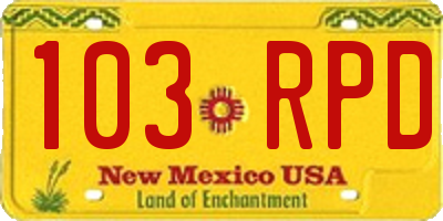 NM license plate 103RPD