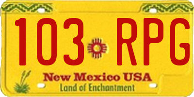 NM license plate 103RPG