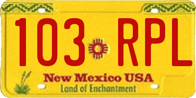 NM license plate 103RPL