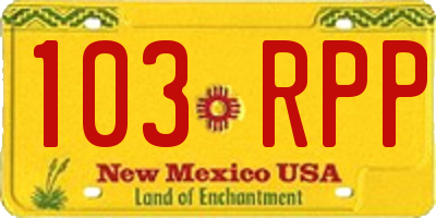 NM license plate 103RPP