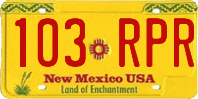 NM license plate 103RPR