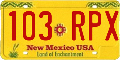 NM license plate 103RPX