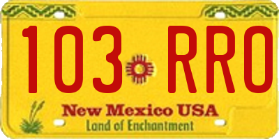 NM license plate 103RRO