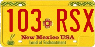 NM license plate 103RSX