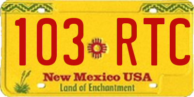 NM license plate 103RTC