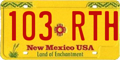 NM license plate 103RTH