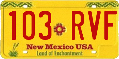 NM license plate 103RVF
