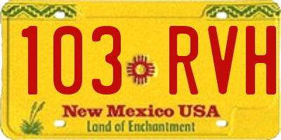 NM license plate 103RVH