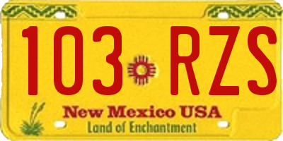 NM license plate 103RZS
