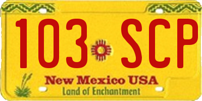 NM license plate 103SCP