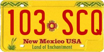 NM license plate 103SCQ