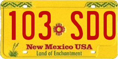 NM license plate 103SDO
