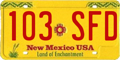 NM license plate 103SFD