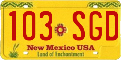 NM license plate 103SGD