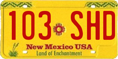 NM license plate 103SHD