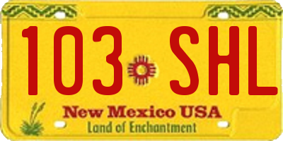 NM license plate 103SHL