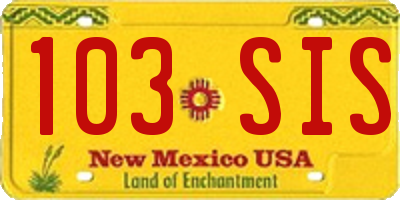 NM license plate 103SIS