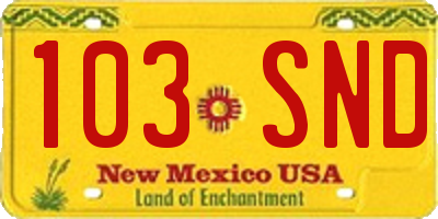 NM license plate 103SND