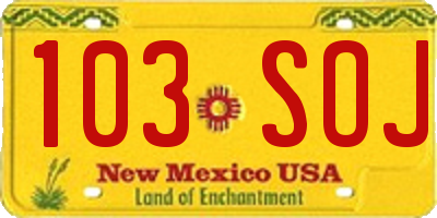 NM license plate 103SOJ