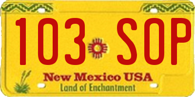 NM license plate 103SOP