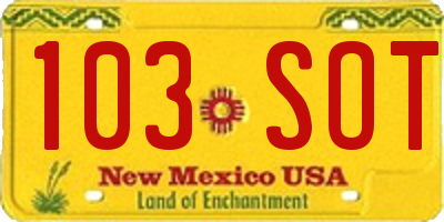 NM license plate 103SOT